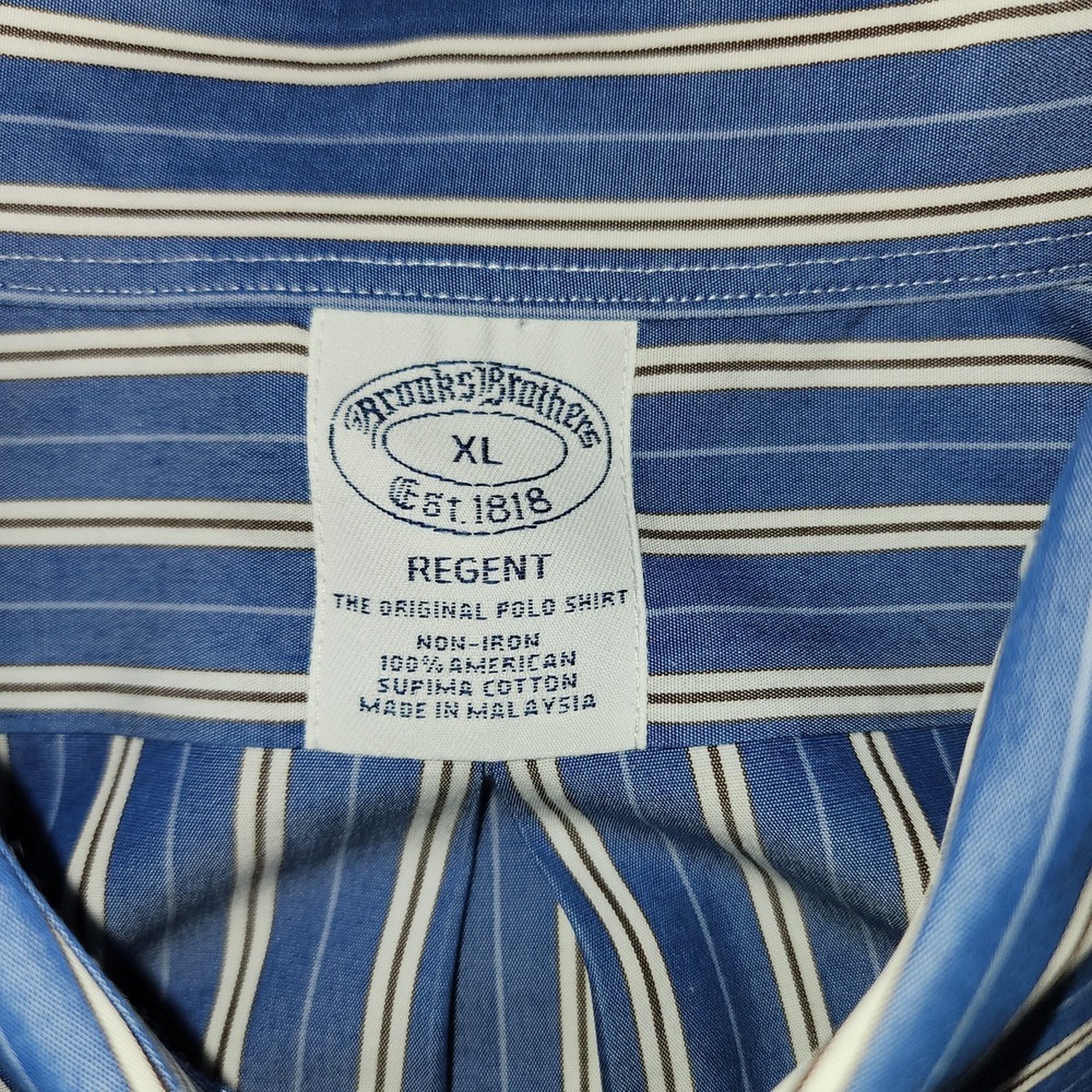 Brooks Brothers Regent Fit Men's XL Blue/White Striped Long Sleeve Button Up... - Picture 3 of 10
